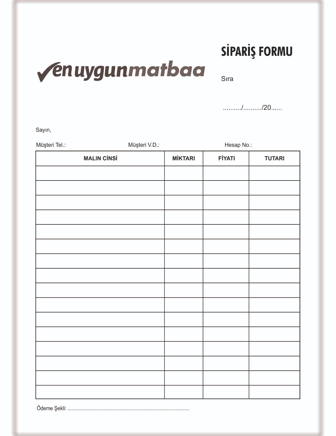 a4 Sipariş Formu